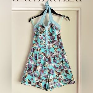 Lindy Bop Palmer Blue Shell Print Playsuit Romper